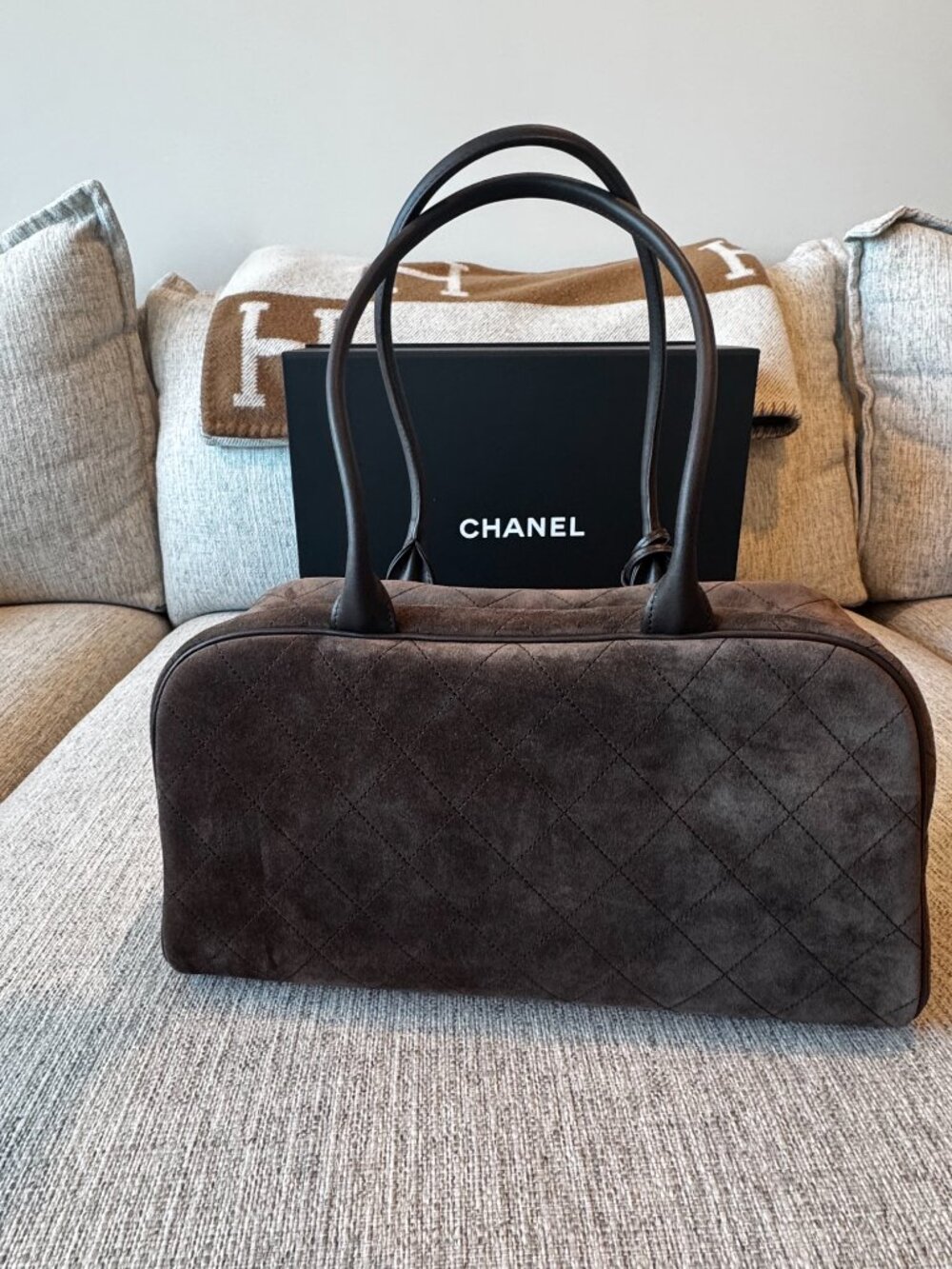 Authentic Chanel Large Perfect Bowling Bag in Brown 26B - Picture 5 of 11